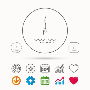 Dalış simgesi. Su işareti atlama.