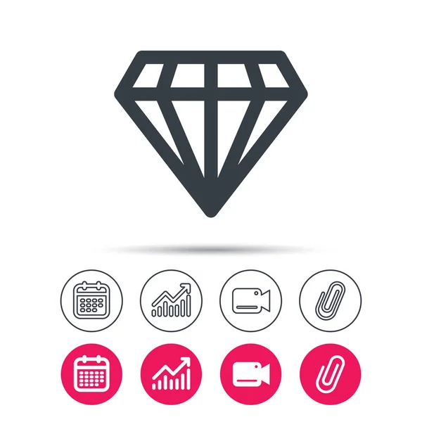 Diamant pictogram. Sieraden Edelsteen teken. — Stockvector