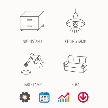 Kanepe, Masa lambası ve komidin simgeleri.