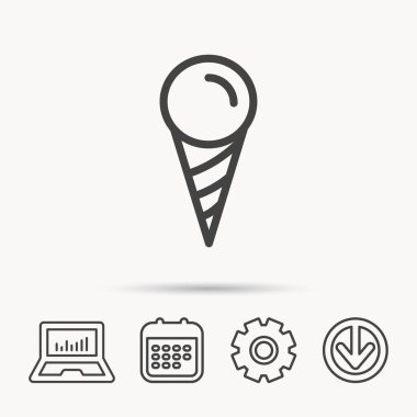 Dondurma simgesi. Şekerli tatlı waffle koni.