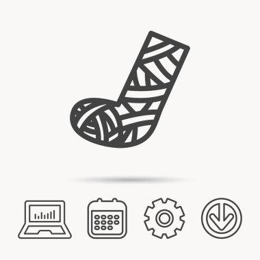 Alçı veya döküm ayak simgesi. Kırık bacak işareti.