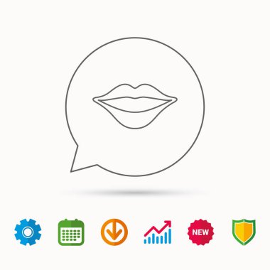 Dudak simgesi. Gülümseyen ağız işareti.