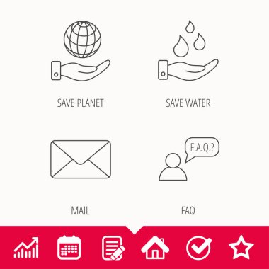 Posta, su ve SSS konuşma balonu kutsal kişilerin resmi Kaydet.