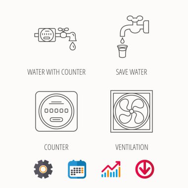 Havalandırma, su sayacı simgeler.
