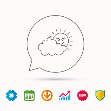 Bulutlu gün güneş simgesi olan. Bulutlu hava işareti.