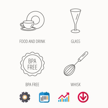 Gıda ve içecek, cam ve çırpma teli simgeleri.