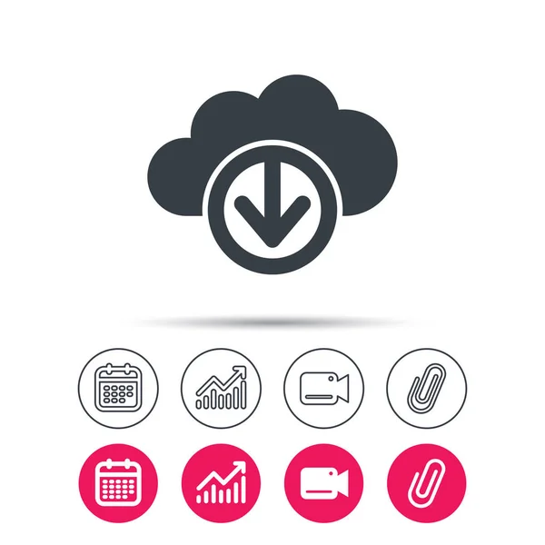 Herunterladen vom Cloud-Symbol. Datenspeicherzeichen. — Stockvektor
