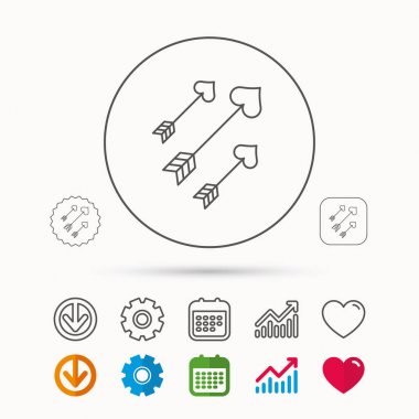 Aşk okları simge. Amour ekipman işareti.