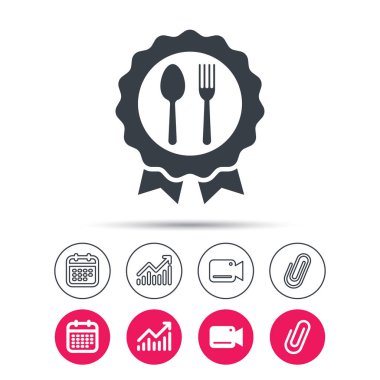 Ödül madalya simgesi. Gıda kazanan amblemi işareti.