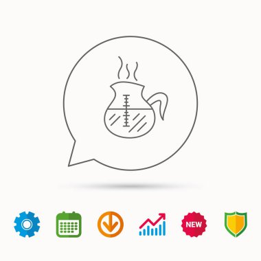 Kahve su ısıtıcısı simgesi. Sıcak bir içecek pot işareti.