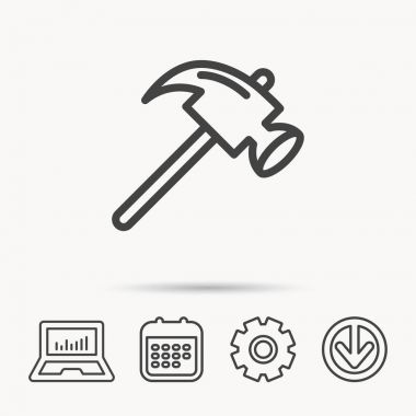 Çekiç simgesi. Onarım veya düzeltme işareti.