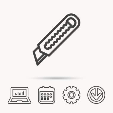 Kağıt bıçak simgesi. Kesici alet işareti.