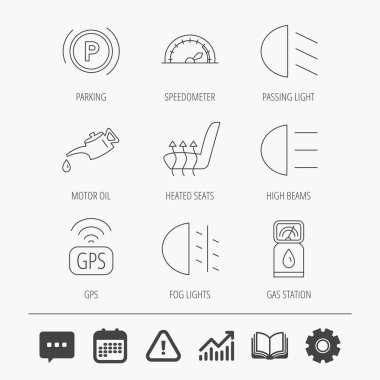 Sis ışıkları ve gps simgeleri geçen motor yağı.