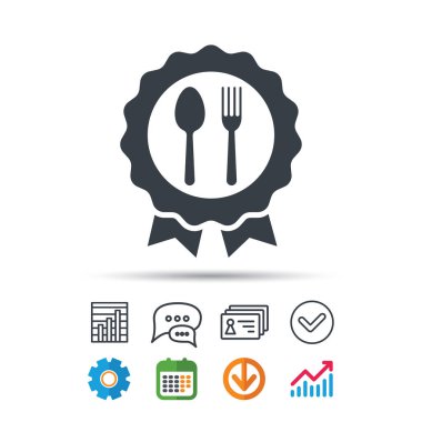 Ödül madalya simgesi. Gıda kazanan amblemi işareti.