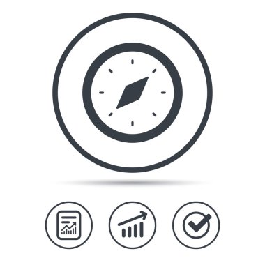 Pusula simgesini. Navigasyon cihazı işareti.