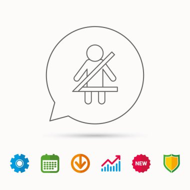 Emniyet kemeri simgesi bağlayın. İnsan siluet işareti.