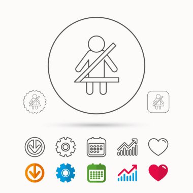 Emniyet kemeri simgesi bağlayın. İnsan siluet işareti.