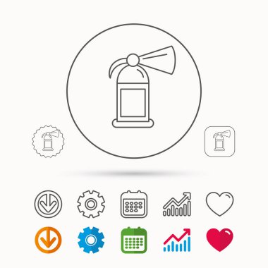 Yangın söndürücü simgesi. Alev koruma işareti.