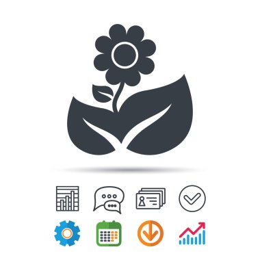 Çiçek simgesi. Çiçekçi bitki yaprağı işareti ile.