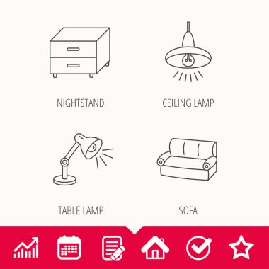 Kanepe, Masa lambası ve komidin simgeleri.