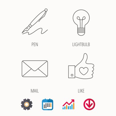 Posta, kalp ve ampul simgeler.