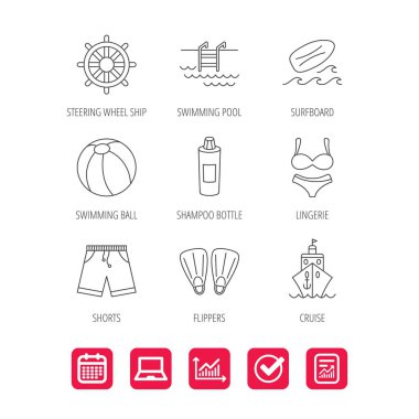 Sörf tahtası, Yüzme Havuzu ve gövdeleri simgeler.