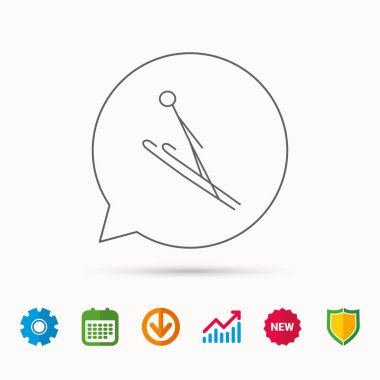 Kayak atlama simgesi. Aşırı spor işareti kayaklar.