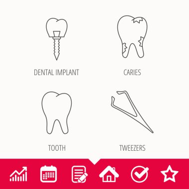 Diş çürüğü ve diş implantı simgeler.