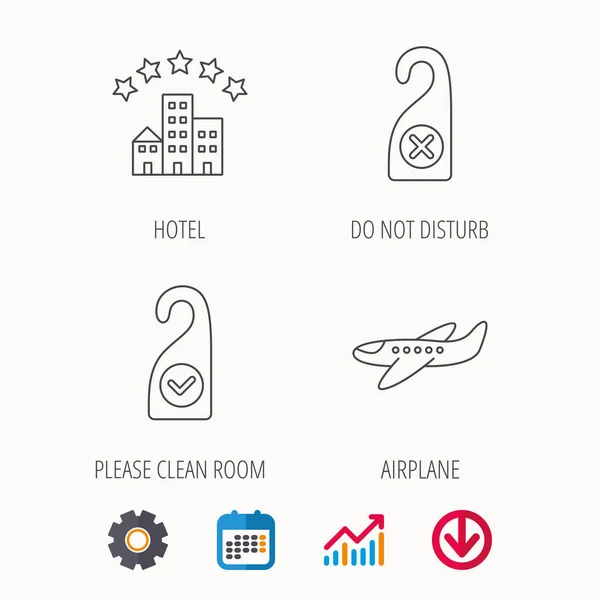 Hotel, Flugzeug und stören Sie keine Ikonen. — Stockvektor