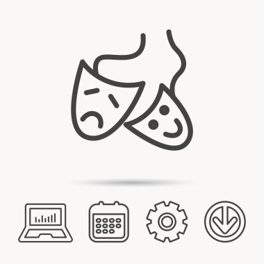 Tiyatro maskeleri simgesi. Drama ve komedi işareti.