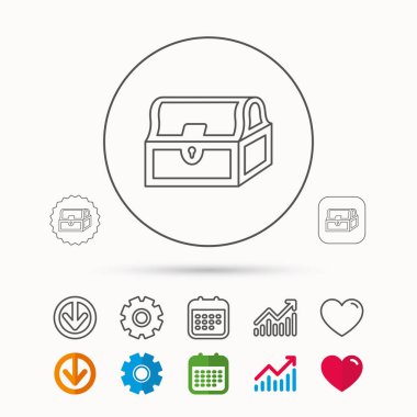 Hazine sandığı simgesi. Korsan hazine işareti.