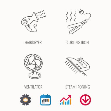 Ütü, saç maşası ve saç kurutma makinesi simgeleri Buhar.