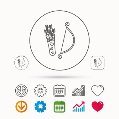 Amour oklarla yay simgesi. Eros aşk sembolü.