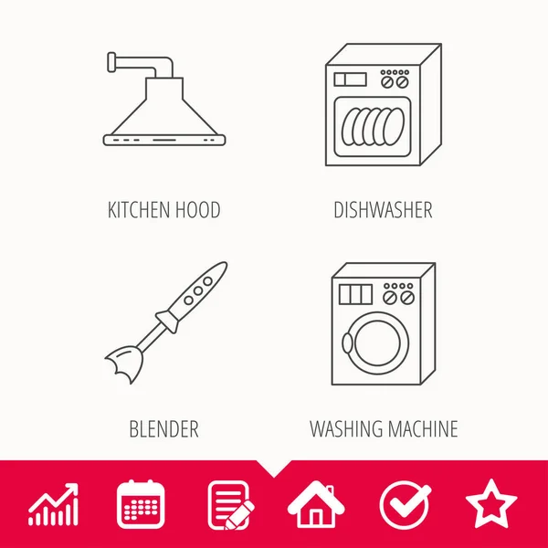 食器洗い機、洗濯機、ミキサー. — ストックベクタ