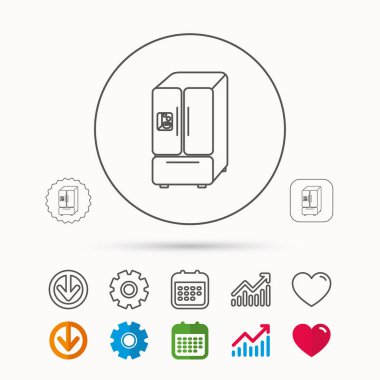 Amerikan buzdolabı simgesi. Buzdolabı buz işareti ile.