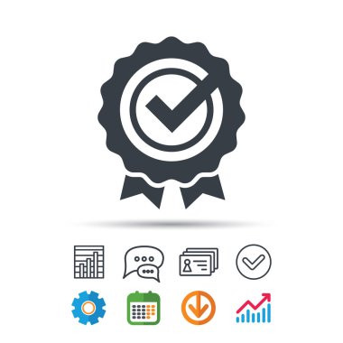 Ödül madalya simgesi. Onay işareti ile kazanan amblemi.