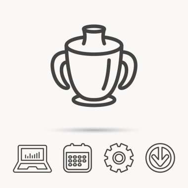 Yürümeye başlayan çocuk emzik Kupası simgesi. Bebek kupa işareti.