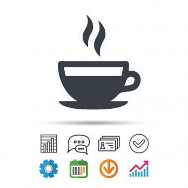 Kahve fincanı simge. Sıcak çay içmek işareti.