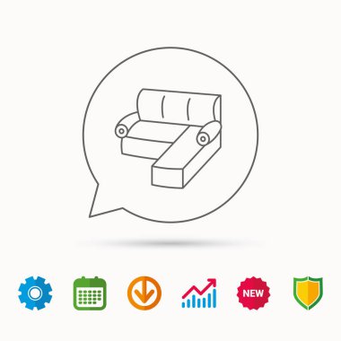 Köşe kanepe simgesi. Rahat kanepenin işareti.