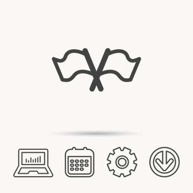 Çapraz dalgalanan bayrak simgesi. Konum işaretçisi.