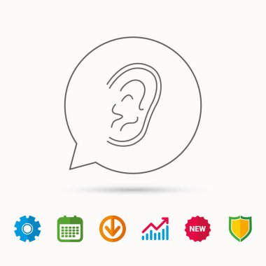 Kulak simgesi. Duymak veya işareti dinle.