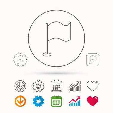 Dalgalanan bayrak simgesi. Konum işaretçisi işareti.