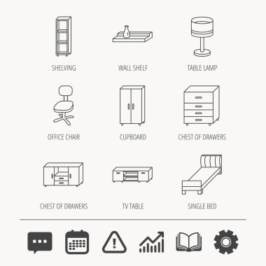 Tek Kişilik Yatak, Tv tablo ve raf simgeler.