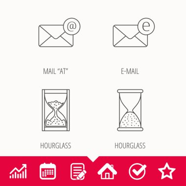 Posta, e-posta ve kum saati simgeler.