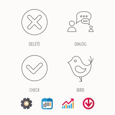 Silmek, kontrol ve konuşma balonu simgeler sohbet.