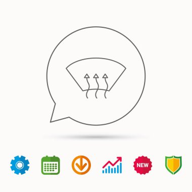 Isıtmalı pencere simgesi. Ön cam ok işareti.