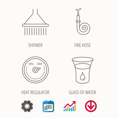 Duş Hortum yangın ve regülatör simgeler ısı.