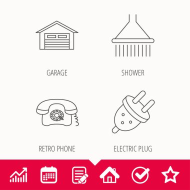 Retro telefon, garaj ve elektrik simgeler takın.