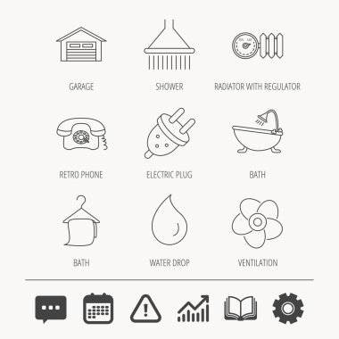 Havalandırma, ısı radyatör ve elektrik fişi.