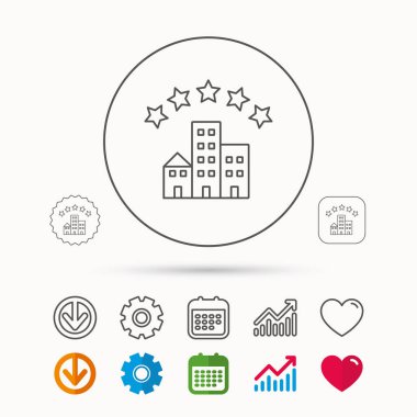 Hotel Icon. Beş yıldız işareti hizmet.